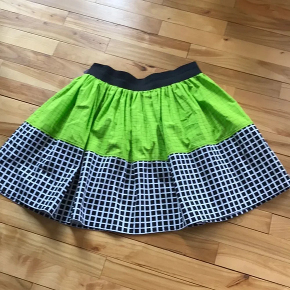 Lime/ black/ white check full skirt, medium - Picture 1 of 3